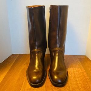 NWB, Carroll & Co Beverly Hills Womens Handmade Brown Leather Riding Boots, 9M.